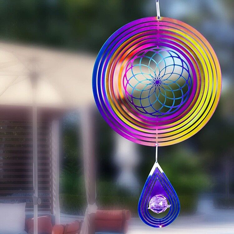 Star In Circle Holographic-Style 3D Wind Spinner - 40cm x 15cm