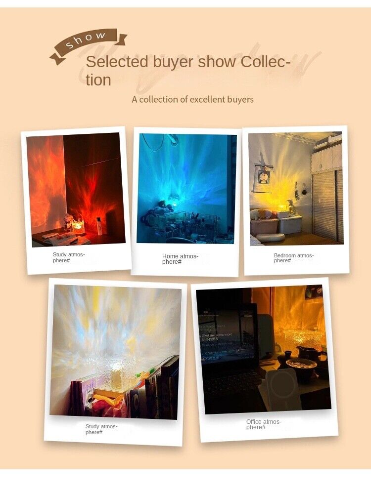 Dynamic Rotating Water Ripple Projector Night Light Crystal Lamp