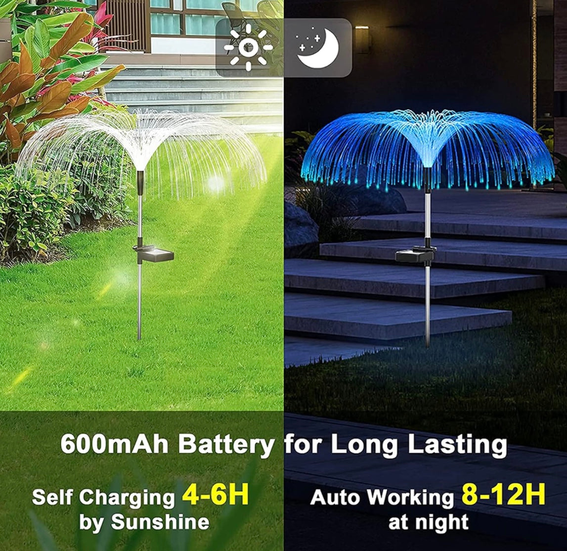 2x Solar Charging Jellyfish Light Garden LED Outdoor Pathway Decoration