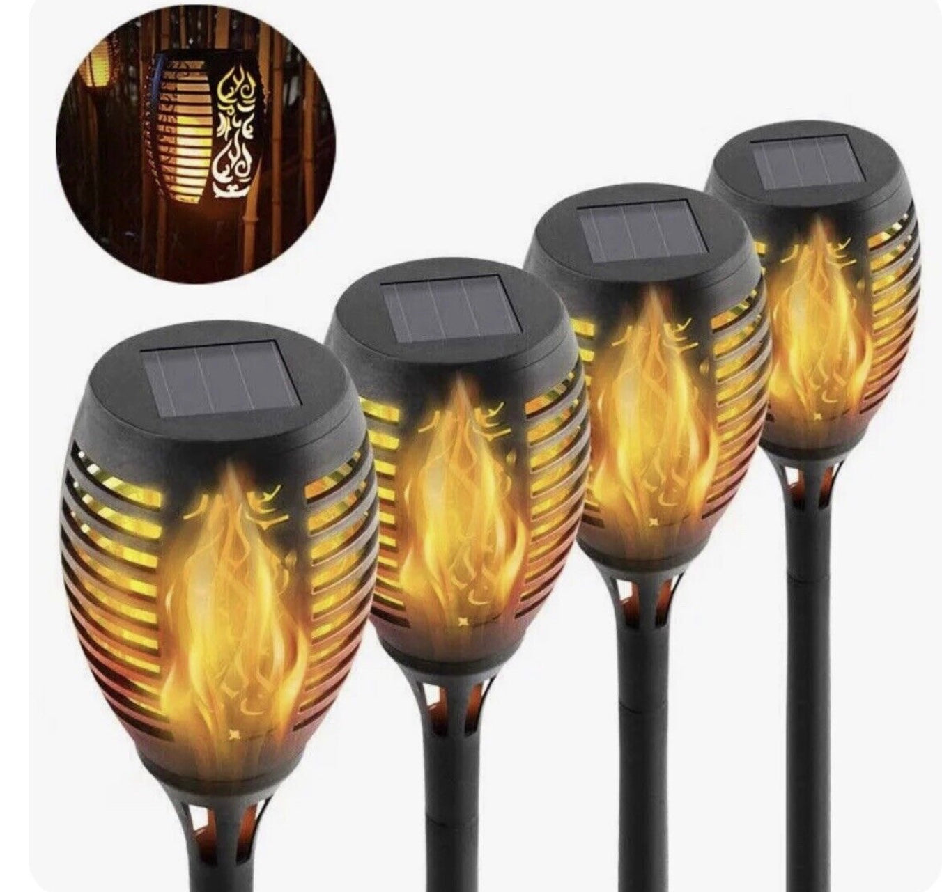 Flickering Solar Flame Lights 12 Or 33 LED Dancing Torch Lamp Garden Patio Lawn