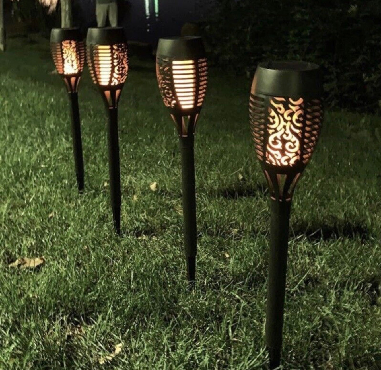 Flickering Solar Flame Lights 12 Or 33 LED Dancing Torch Lamp Garden Patio Lawn