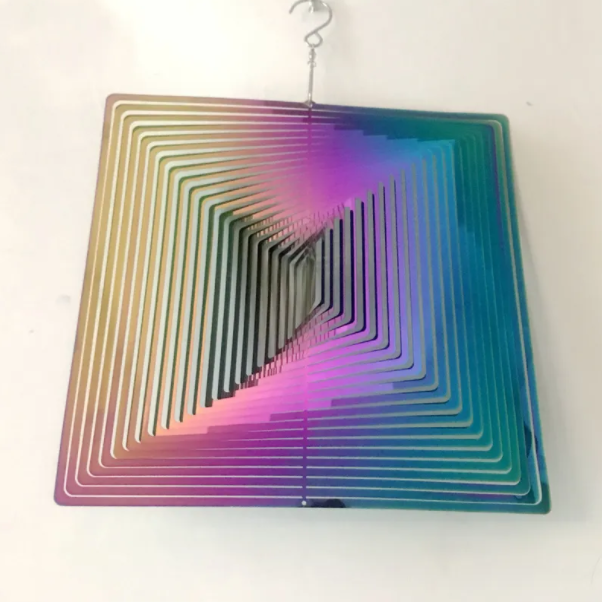 Square Holographic-Style 3D Wind Spinner - 25cm x 25cm