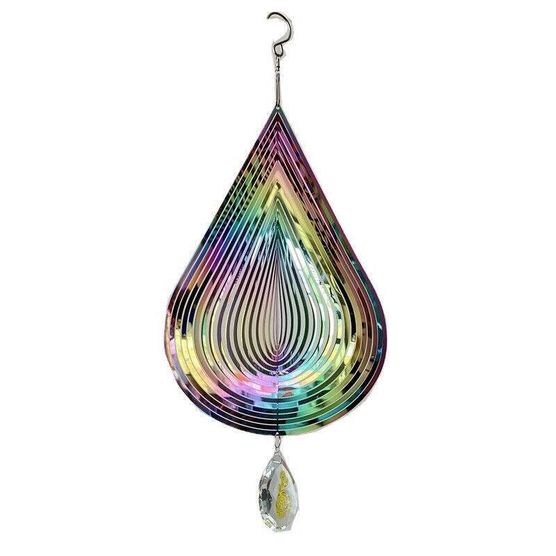 Water Drop Shape With Crystal Holographic-Style 3D Wind Spinner - 46cm x 20cm