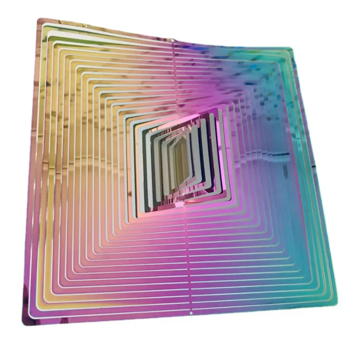 Square Holographic-Style 3D Wind Spinner - 25cm x 25cm